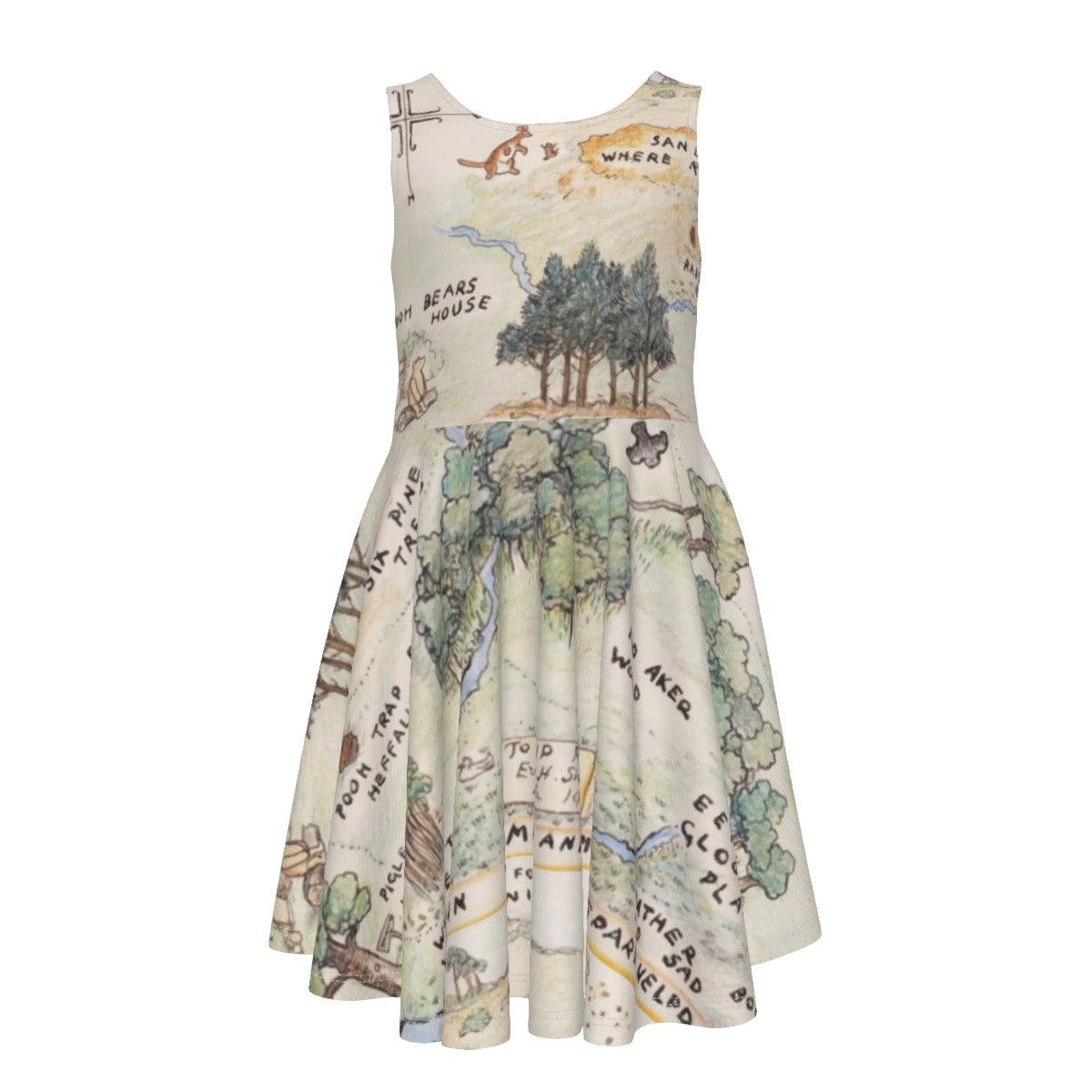 Hundred Acre Map- Kid's Sleeveless Skater Dress