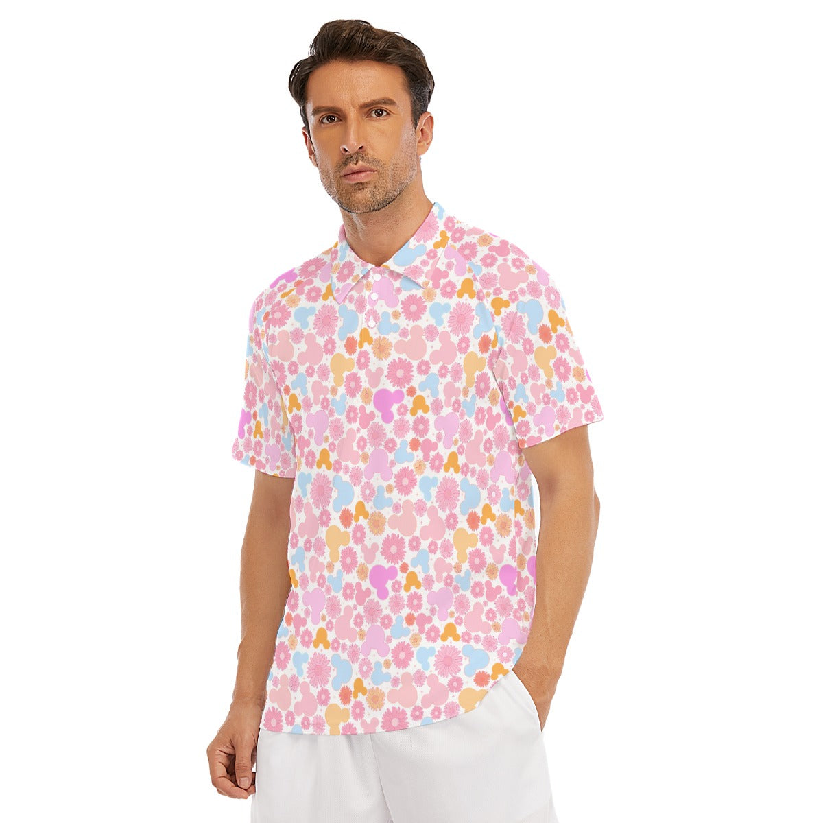 Retro Floral Mouse - Men's Polo Shirt