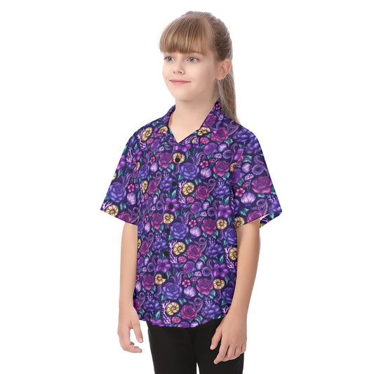 Fairytale Florals – Dark Sea Witch - Kid's Hawaiian Button Up Shirt