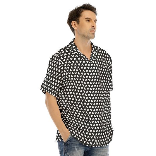 Playful Polka Dot Ears Black - Men's Hawaiian Button Up Shirt