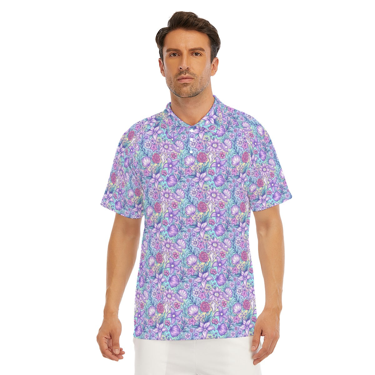 Fairytale Florals – Mermaid Princess - Men's Polo Shirt