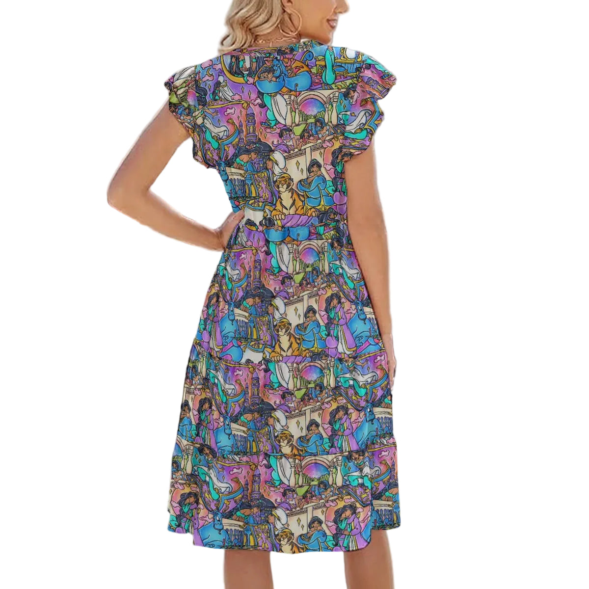Magic Carpet Storybook Scenes - Women's Tiered Pocket Midi Dress