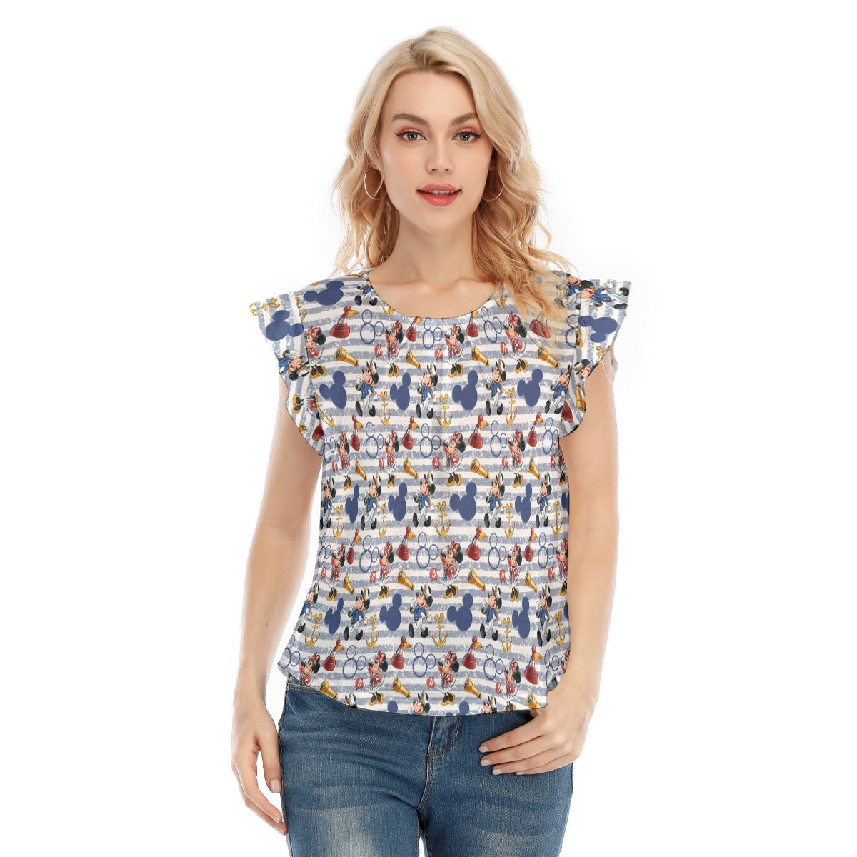 Captain and First Mate at Sea - Women’s Flutter Sleeve Top
