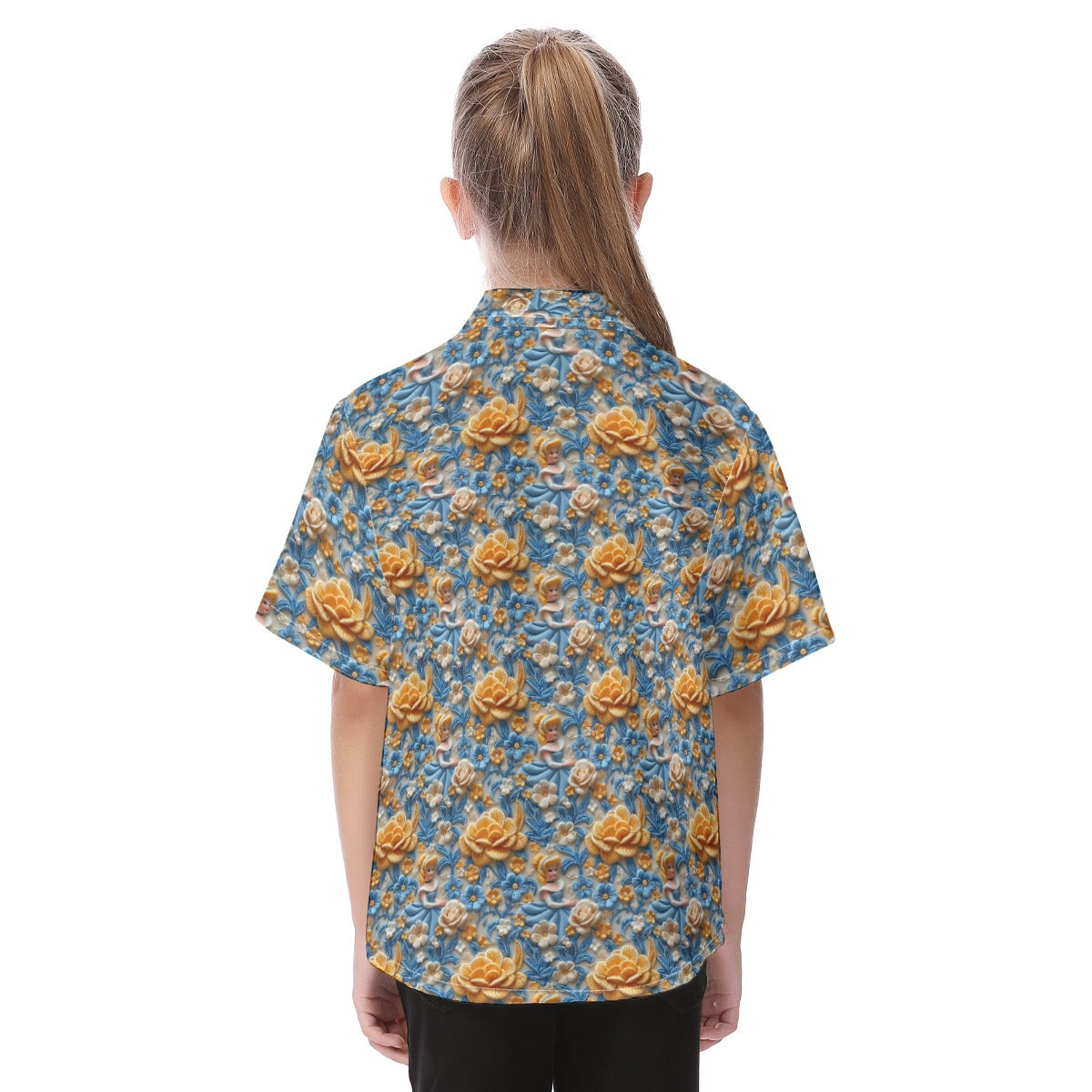Regal Embroidered Cinderella - Kid's Hawaiian Button Up Shirt