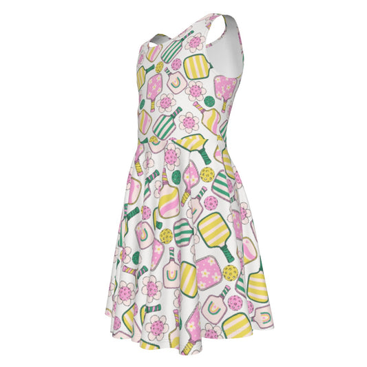 Pretty Pickleball Paddles - Kid's Sleeveless Skater Dress