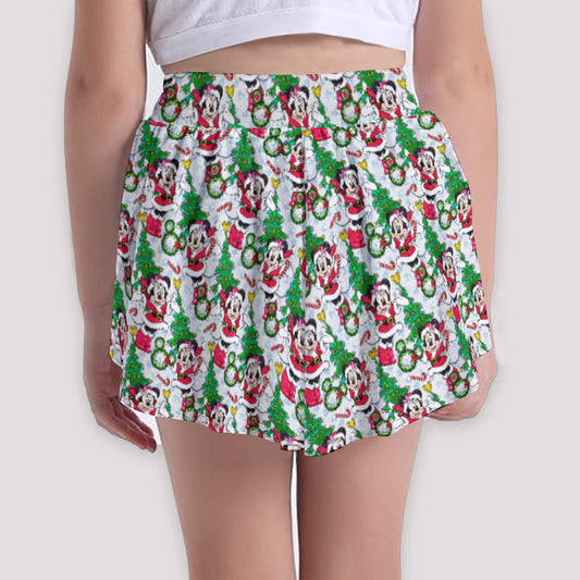 Santa Mouse with Sparkle - Girls’ Flowy Pocket Shorts