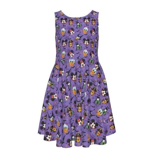 Halloween Friends in Costumeeads - Kid's Sleeveless Skater Dress