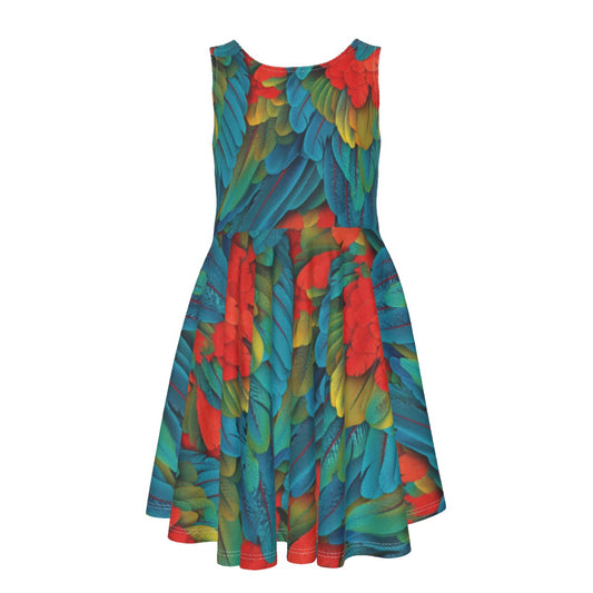 Animal Print - Macaw Parrot - Kid's Sleeveless Skater Dress