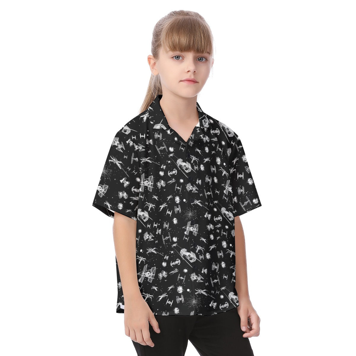 Epic Space Battle Ships - Kid's Hawaiian Button Up Shirt