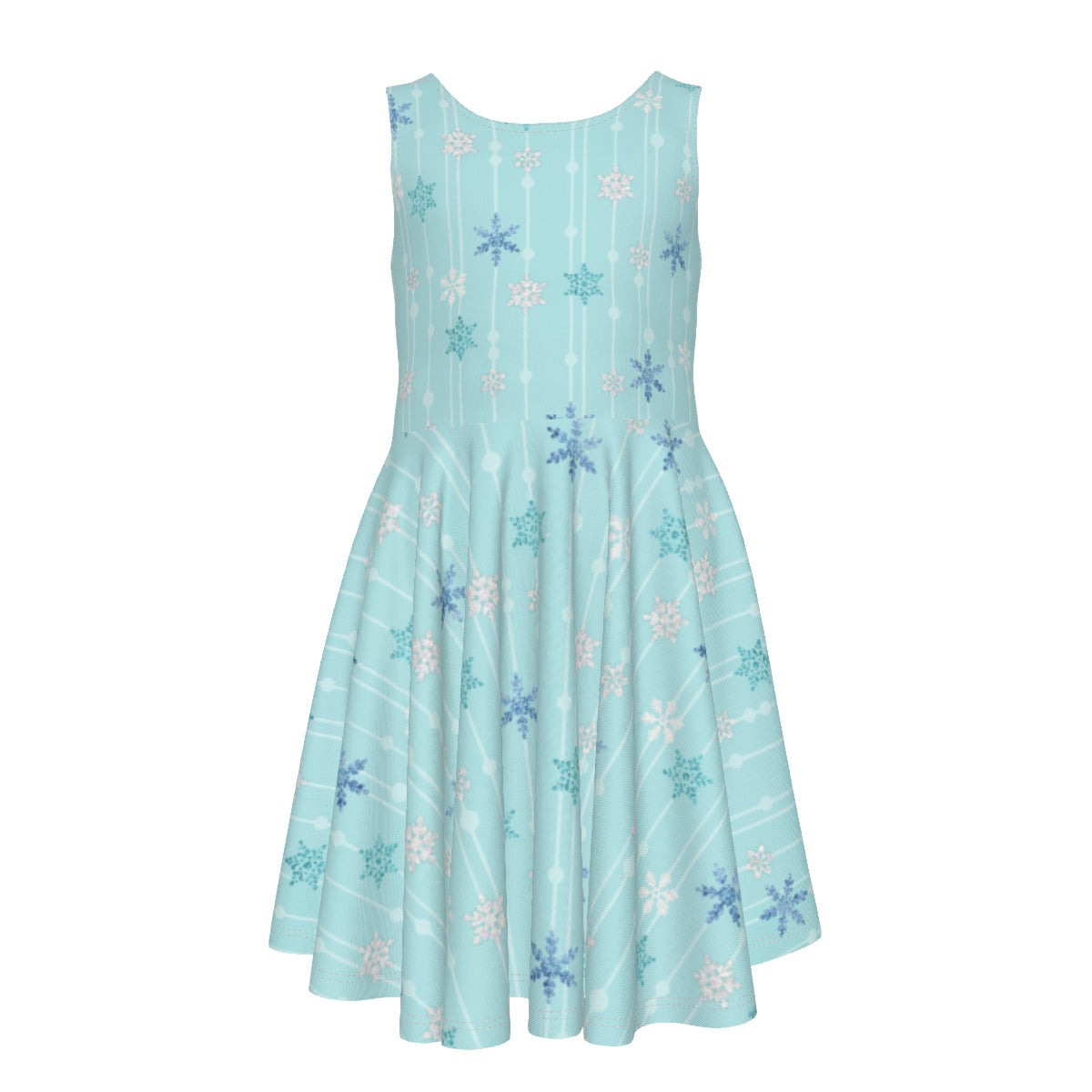 Ice Queen Snowflake Pattern- Kid's Sleeveless Skater Dress