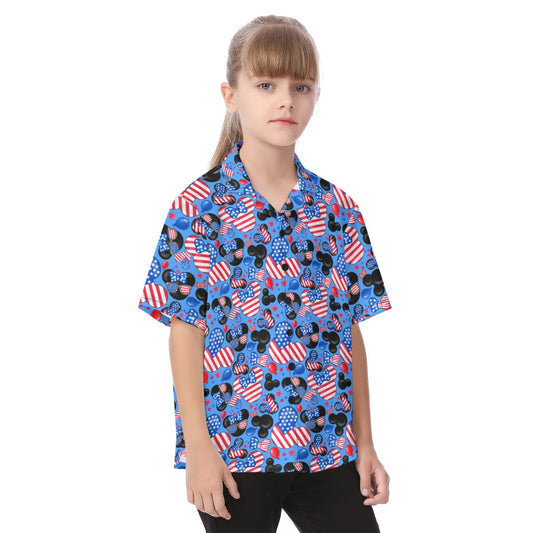Mouse Fourth of July Celebration - Kid's Hawaiian Button Up Shirt