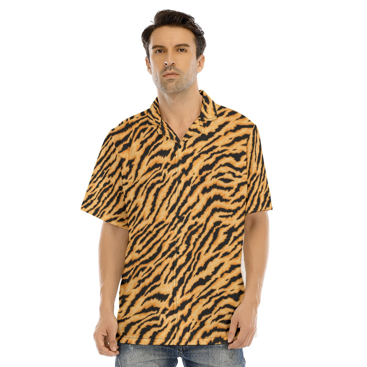 Animal Print - Tiger - Men's Hawaiian Button Up Shirt