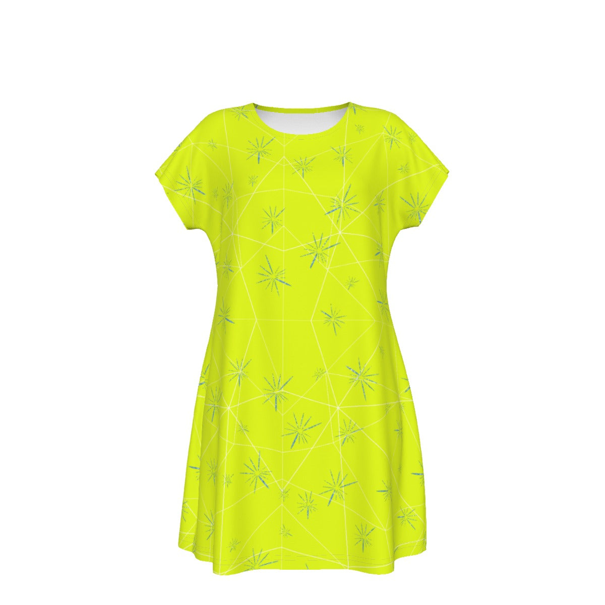 Joyful Blue & Yellow Florals - Women's T-Shirt Dress