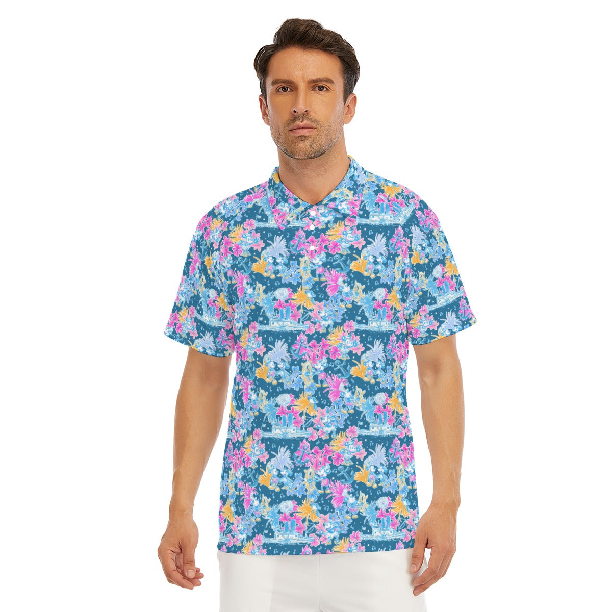 Bright Tropical Whimsy - Vintage Steamboat Captain - Men's Polo Shirt