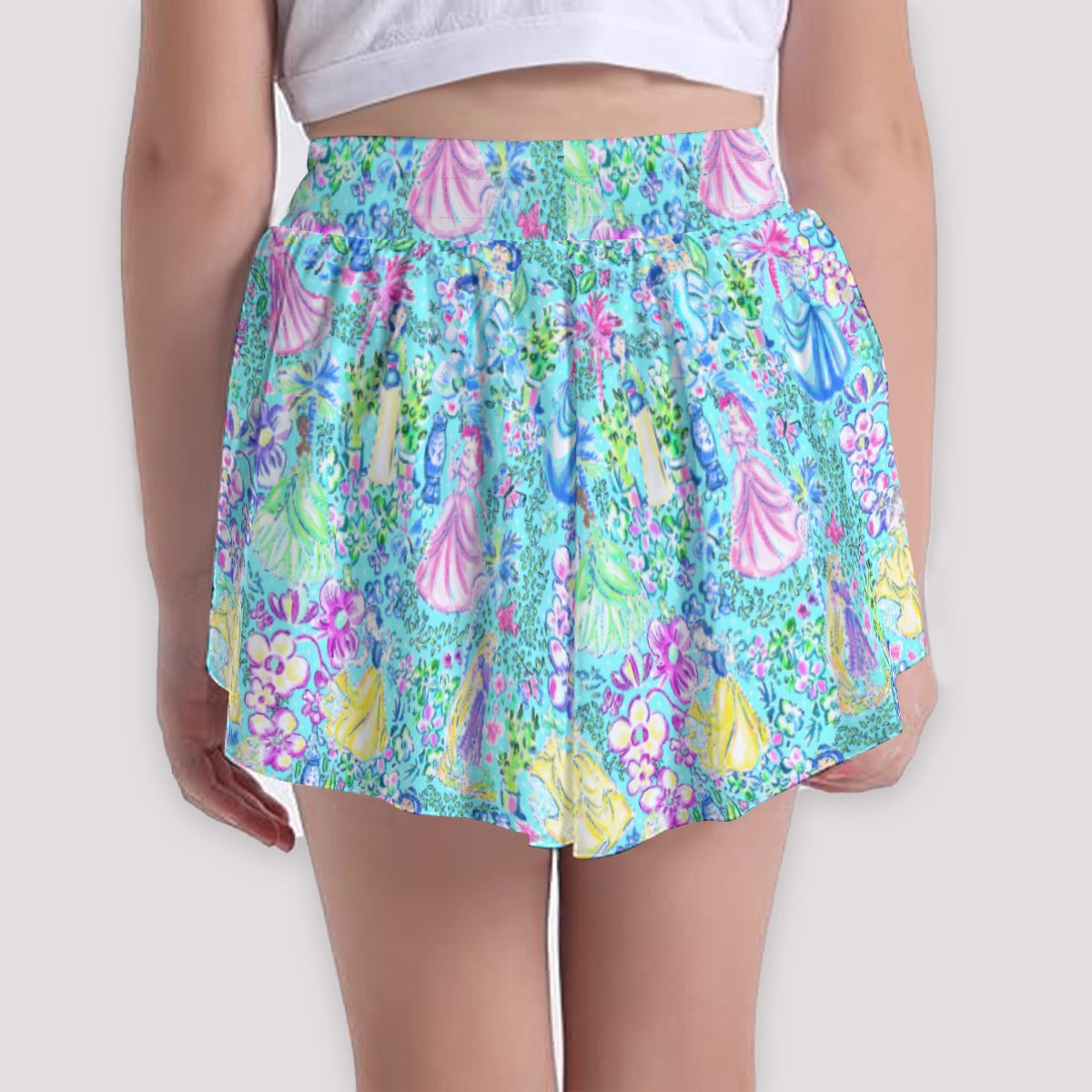 Bright Tropical Princess - Royal Garden Mashup - Girls’ Flowy Pocket Shorts