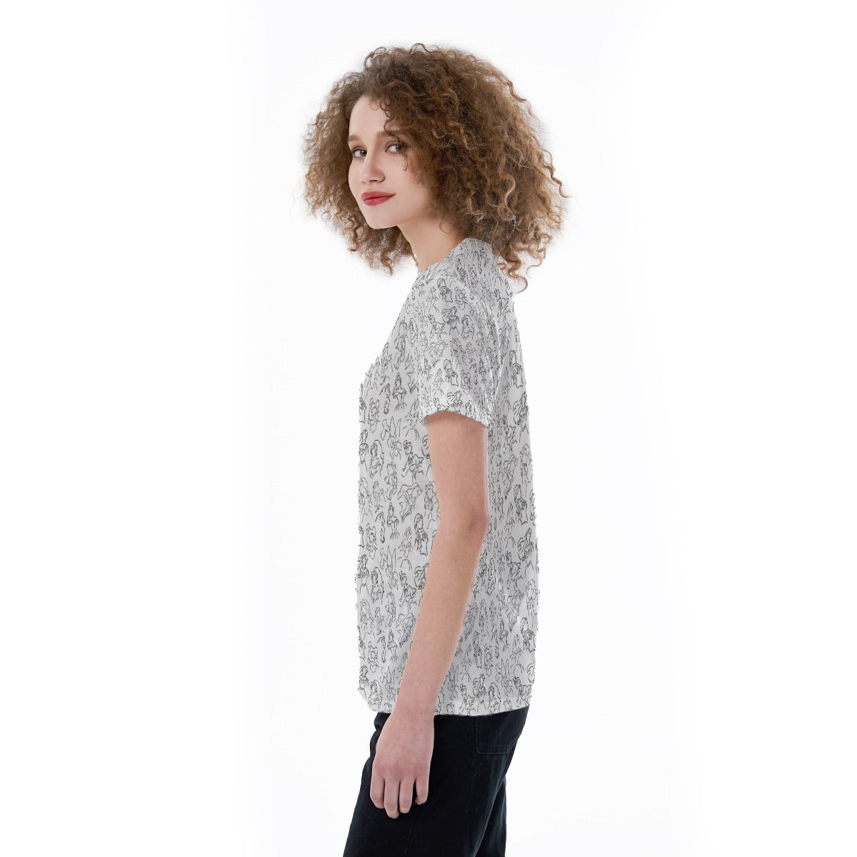 Monochrome Royal Silhouettes - Women's Short Sleeve V-Neck T-Shirt