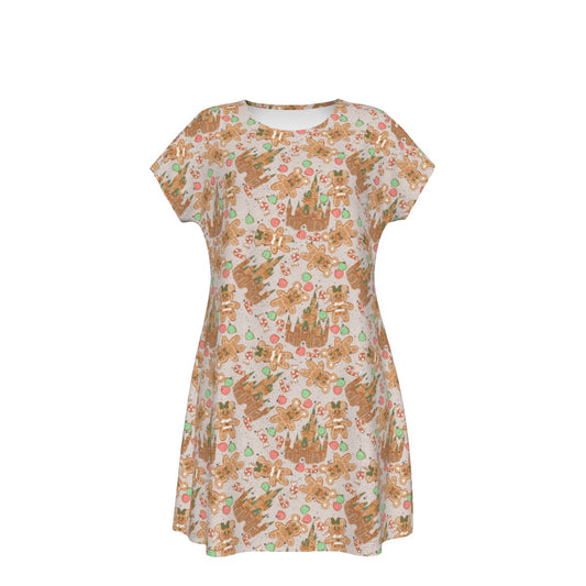 Festive Gingerbread Treats - Women's T-Shirt Dress