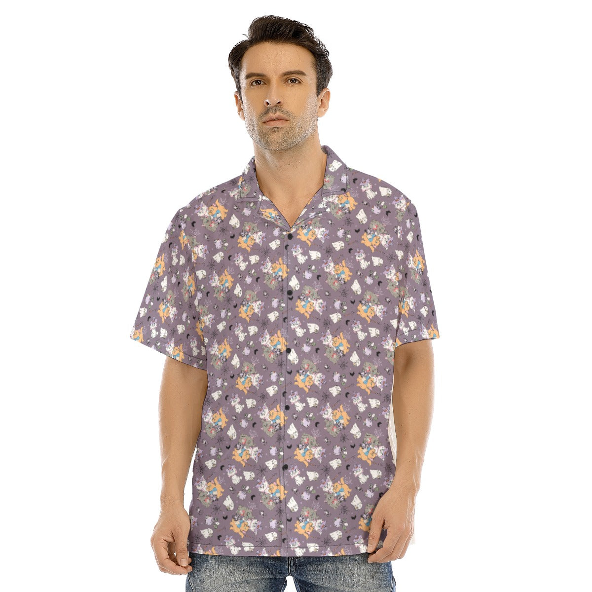 Spooky Fancy Felines - Men's Hawaiian Button Up Shirt