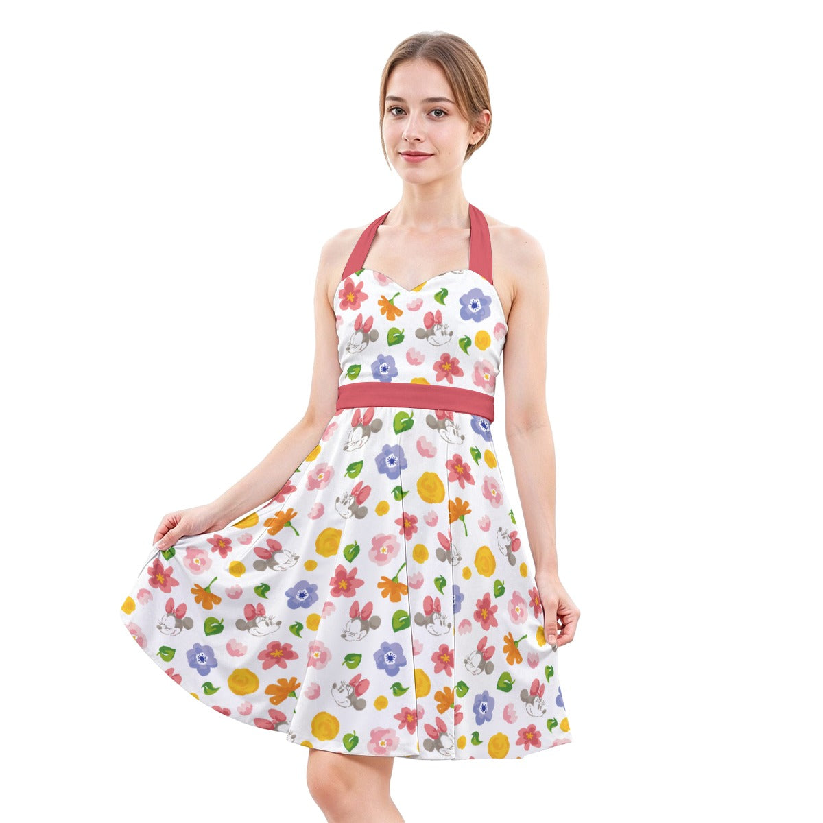 Floral Friends Springtimennie - Women's Halter Vintage Pocket Dress