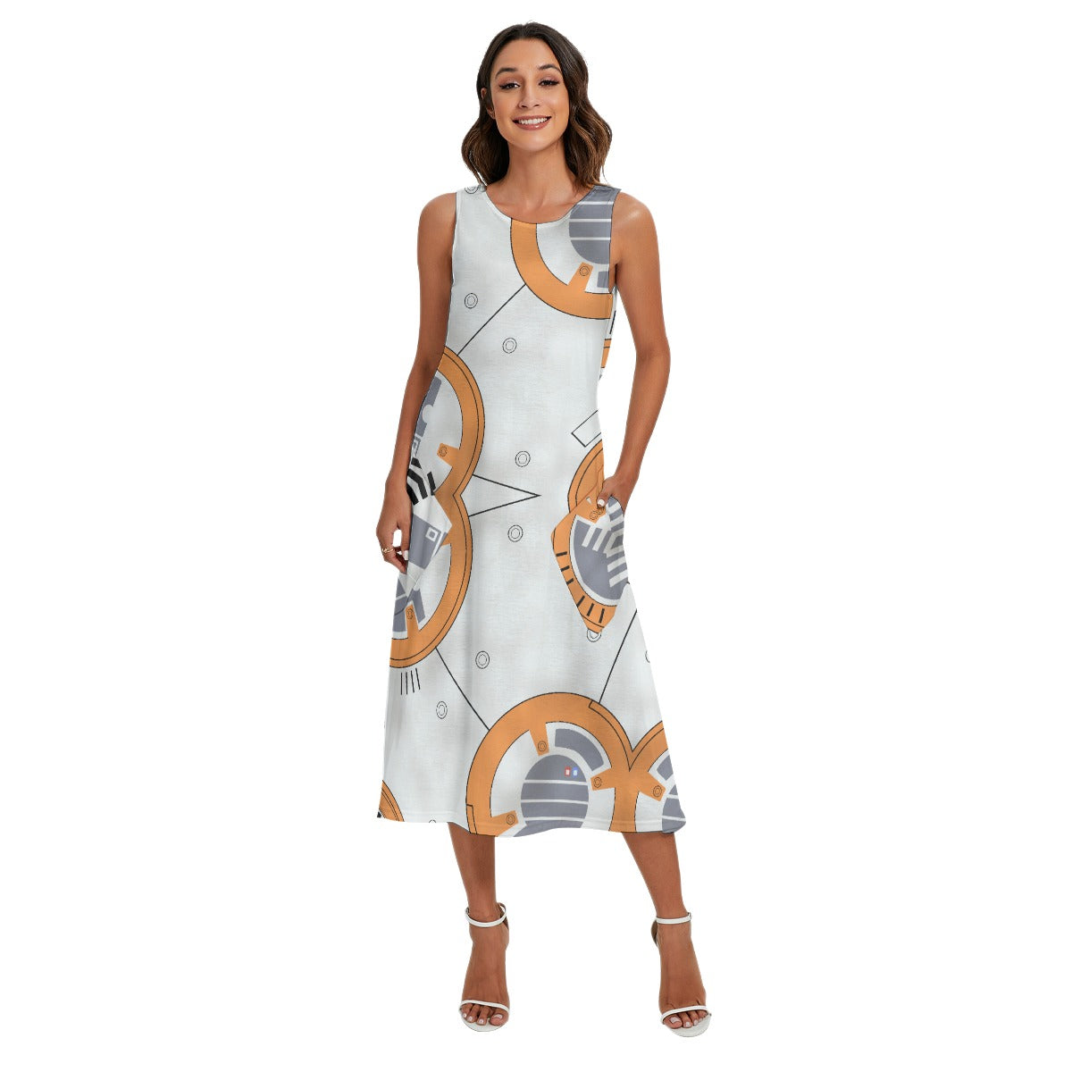 Little Round Droid - Women’s Diagonal Pocket Midi Dress