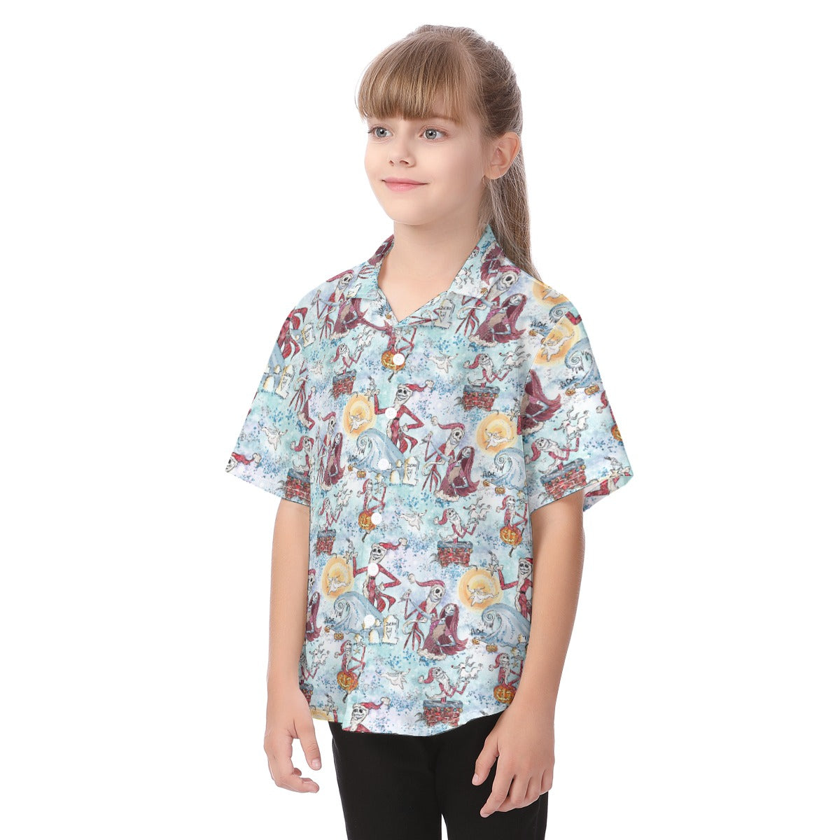 Santa Jack with Sally & Ghost DogZero - Kid's Hawaiian Button Up Shirt