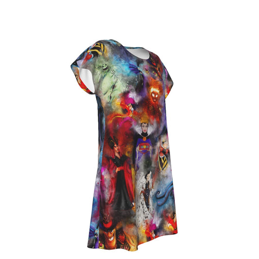 Watercolor Wicked Villains - Women's T-Shirt Dress