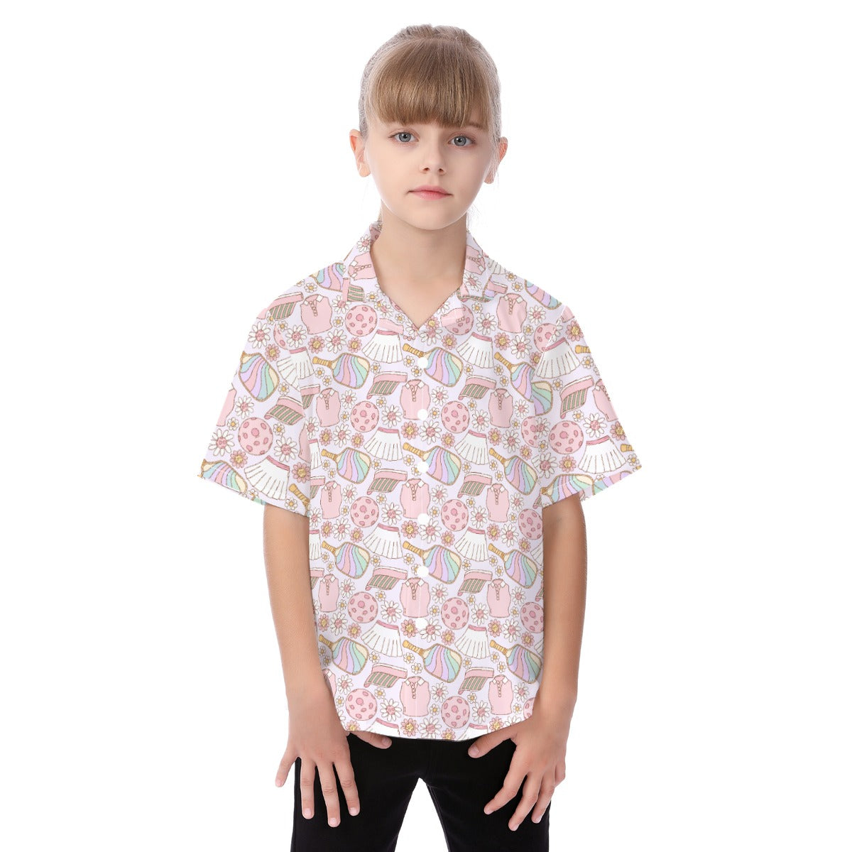 Rainbow Pickleball - Kid's Hawaiian Button Up Shirt