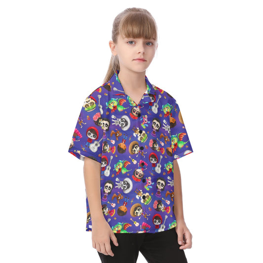 Poco Loco Día de Muertos - Kid's Hawaiian Button Up Shirt