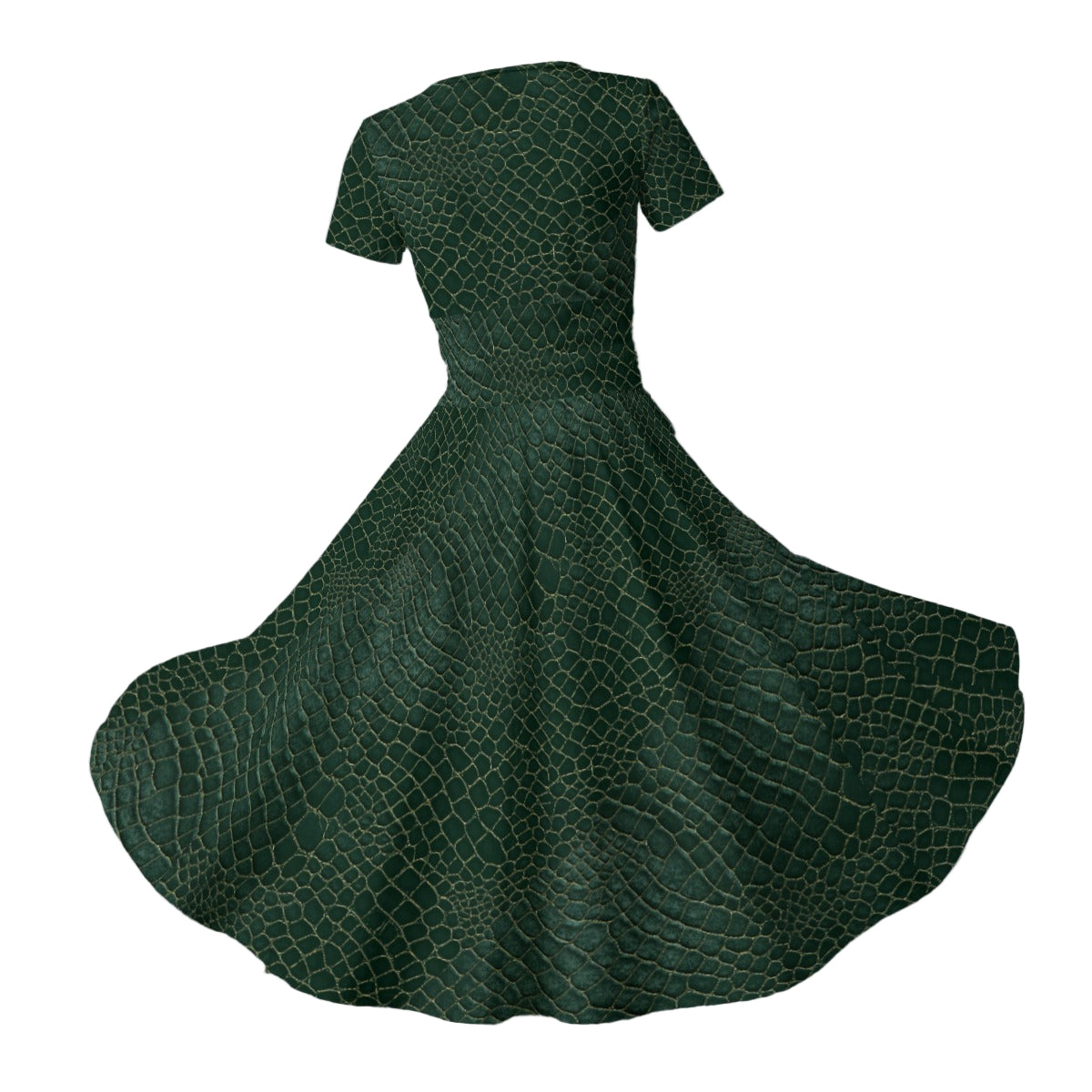 Animal Print - Alligator - Women's V-Neck Ruched Midi Dress