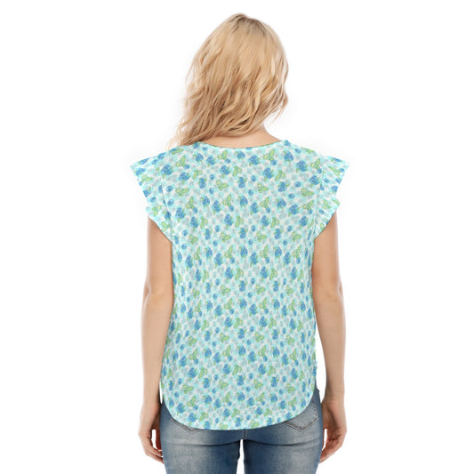 Summer Fruits - Blueberry - Women’s Flutter Sleeve Top