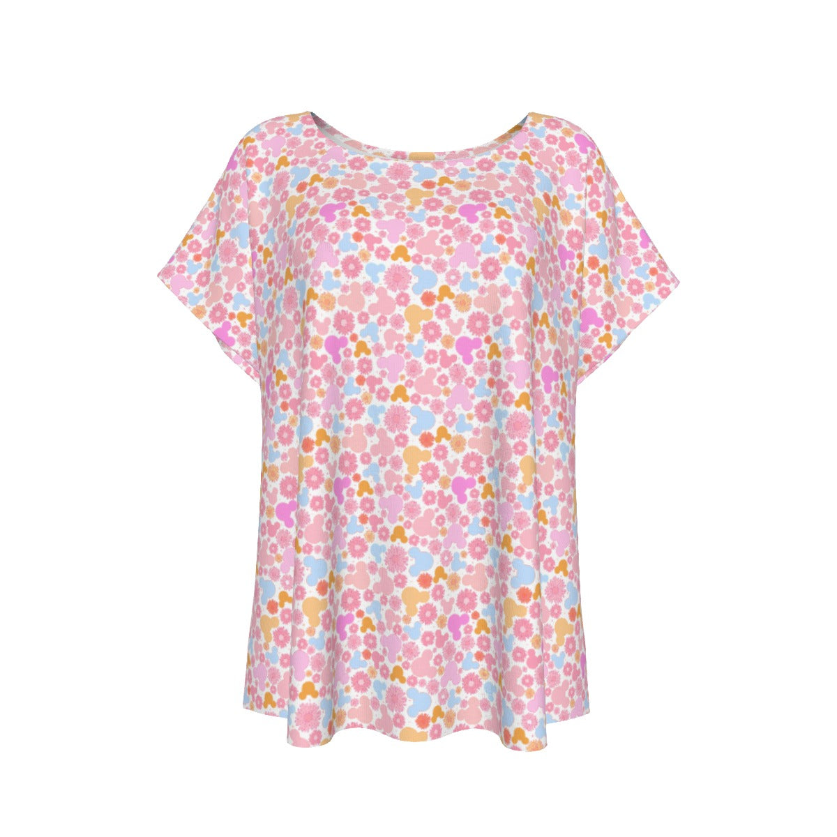 Retro Floral Mouse - Women’s Relaxed Fit Scoop Tee