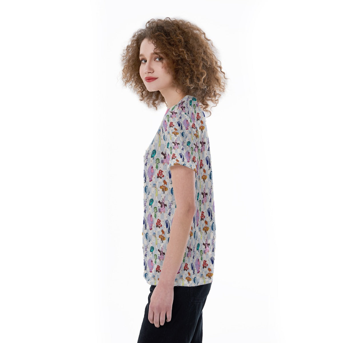 Blue Check Emotional Spectrum - Women's Short Sleeve V-Neck T-Shirt