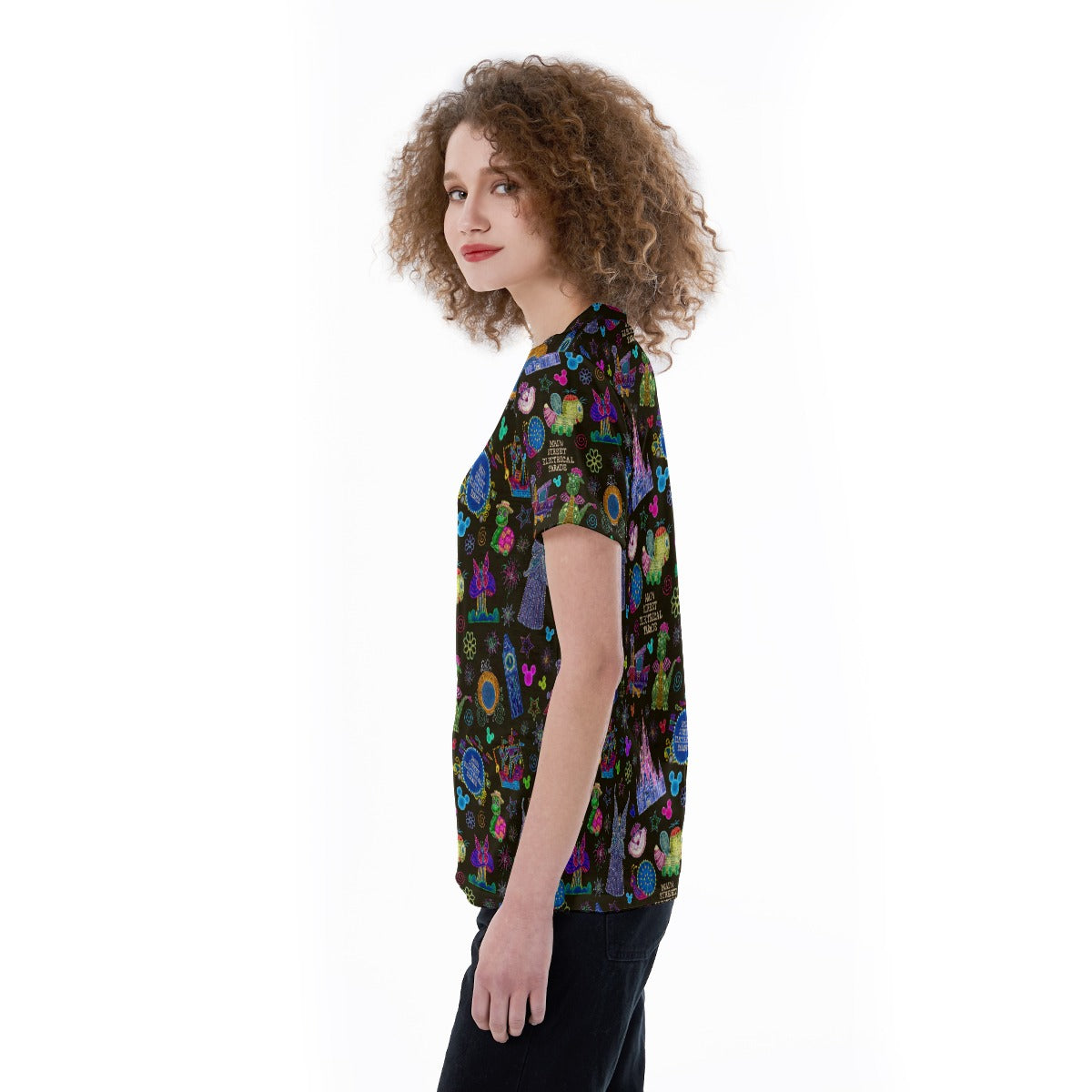 Main Street Neon Parade - Women's Short Sleeve V-Neck T-Shirt