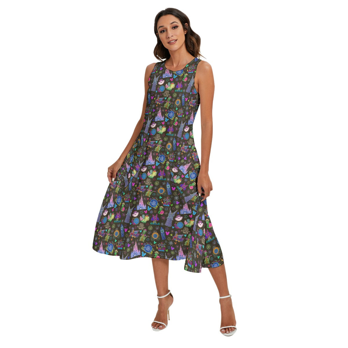 Main Street Neon Parade - Women’s Diagonal Pocket Midi Dress