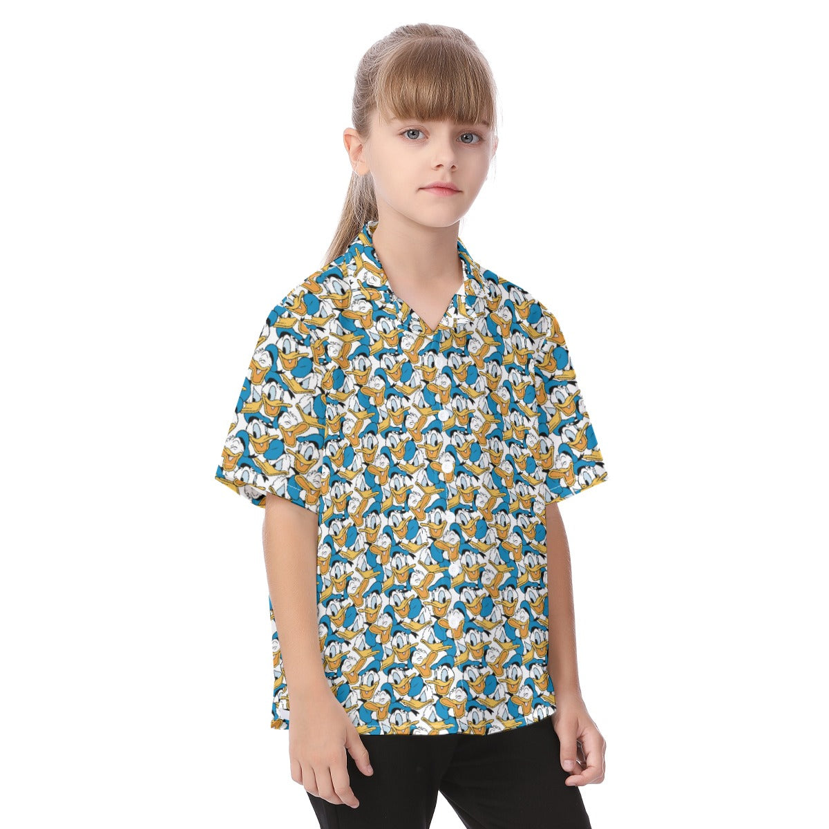 Many Faces of Feisty Duck - Kid's Hawaiian Button Up Shirt