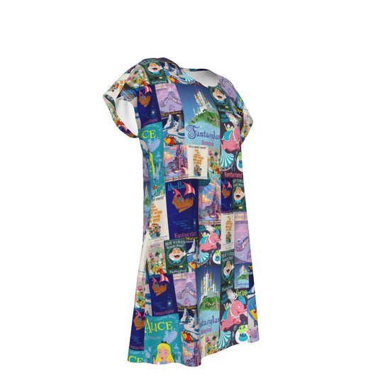 Vintage Fantasy Ride Posters - Women's T-Shirt Dress