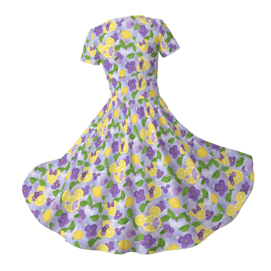 Vivacious Violet Lemonade - Women's V-Neck Ruched Midi Dress