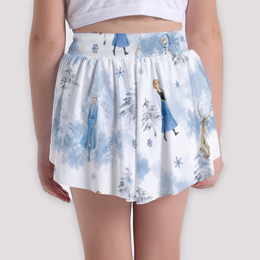 Enchanted Winter Landscape - Girls’ Flowy Pocket Shorts