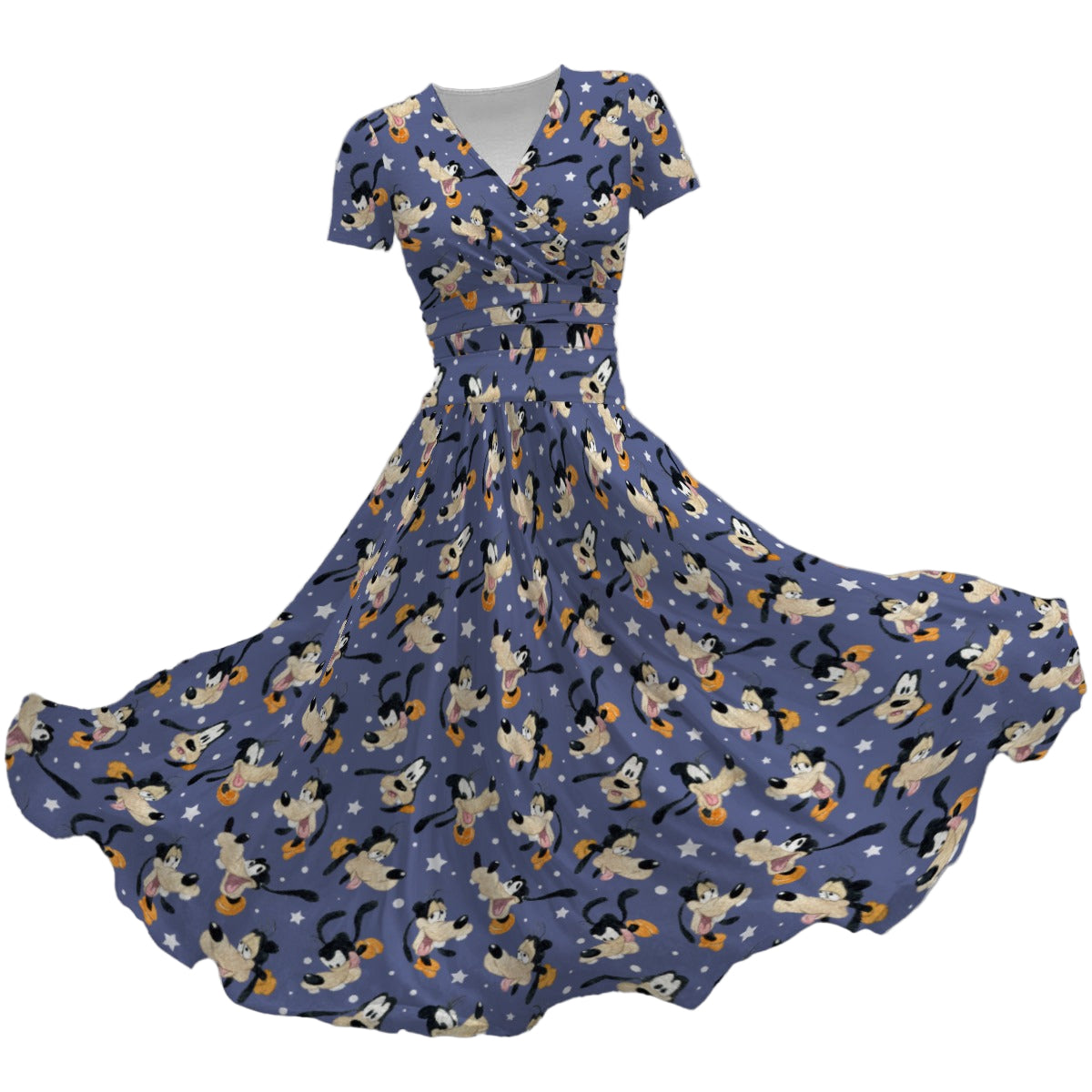Funny Silly Dog - Women's V-Neck Ruched Midi Dress