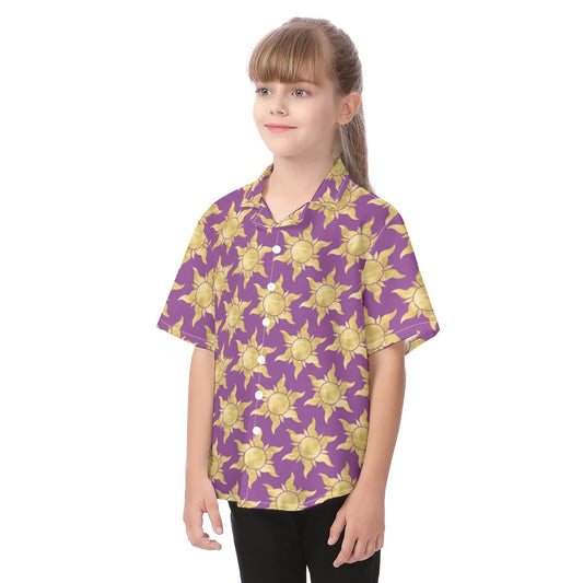 Golden Sun Symbols - Kid's Hawaiian Button Up Shirt