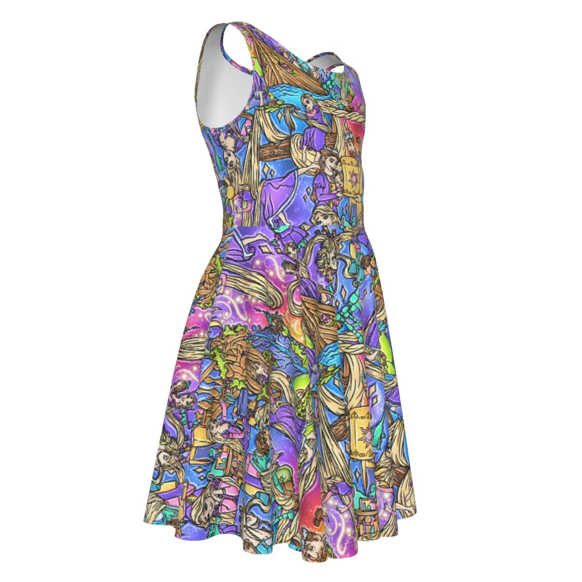 Golden Hair Storybook Scenes - Kid's Sleeveless Skater Dress