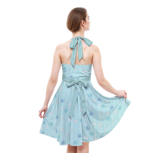 Ice Queen Snowflake Pattern - Women's Halter Vintage Pocket Dress