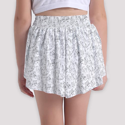 Monochrome Royal Silhouettes - Girls’ Flowy Pocket Shorts