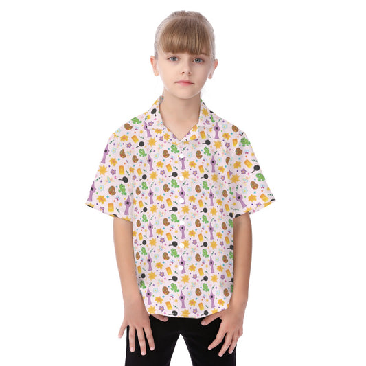 Long Hair Princess Icons - Kid's Hawaiian Button Up Shirt