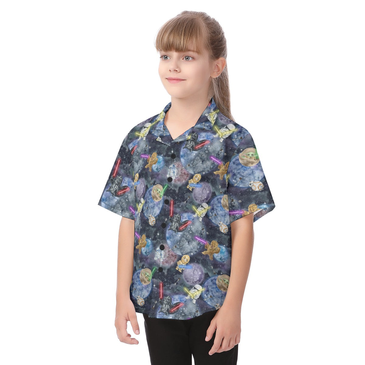 Watercolor Cosmic Battle - Kid's Hawaiian Button Up Shirt