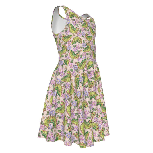 Cheerful Caterpillar Garden - Kid's Sleeveless Skater Dress