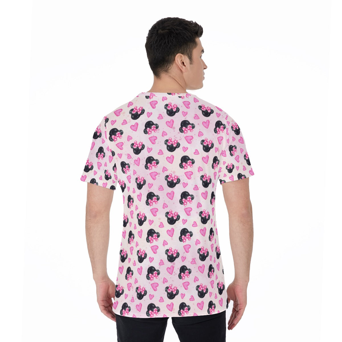 Watercolor Pink Bow Mouse Ears - Men's Short Sleeve T-Shirt