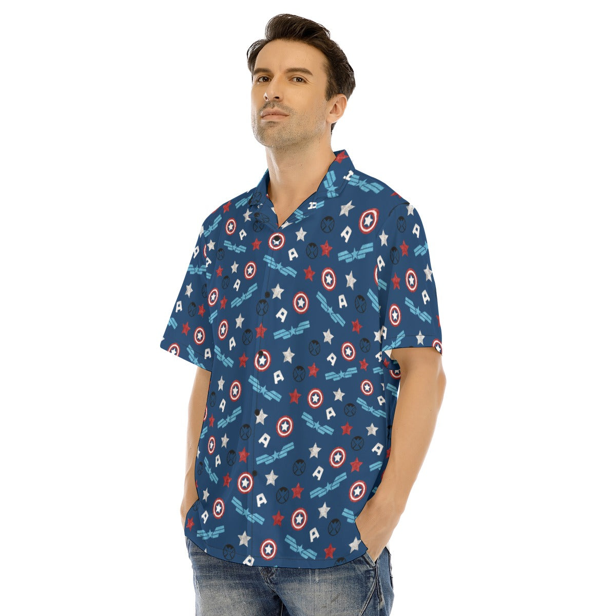 American Superhero - Men's Hawaiian Button Up Shirt