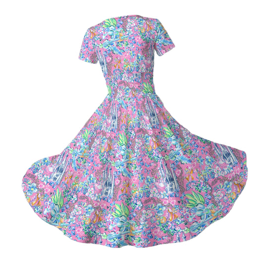 Bright Tropical Dreams - Enchanted Squeaky Helpers - Women's V-Neck Ruched Midi Dress
