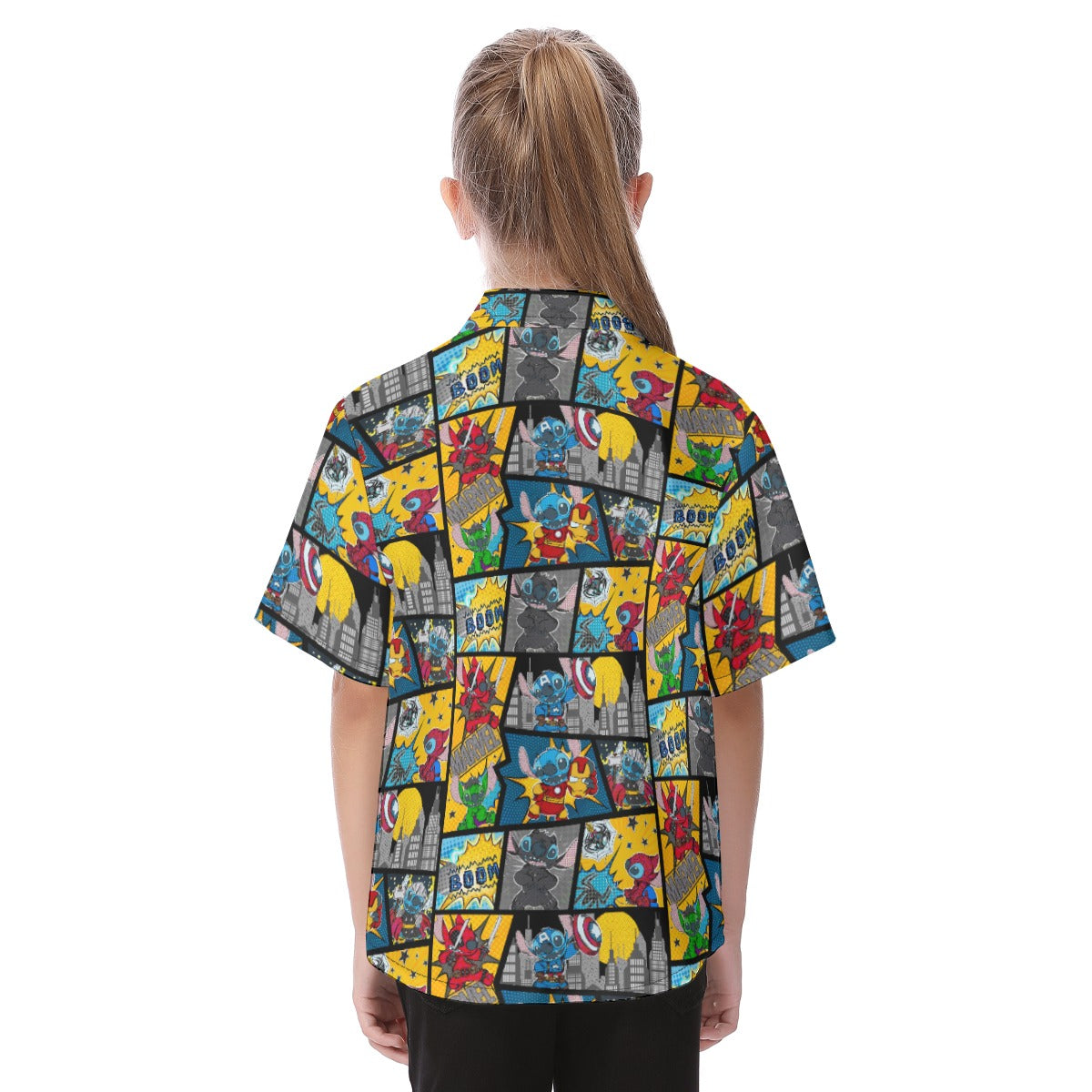 Superhero Stitch - Comic Action - Kid's Hawaiian Button Up Shirt